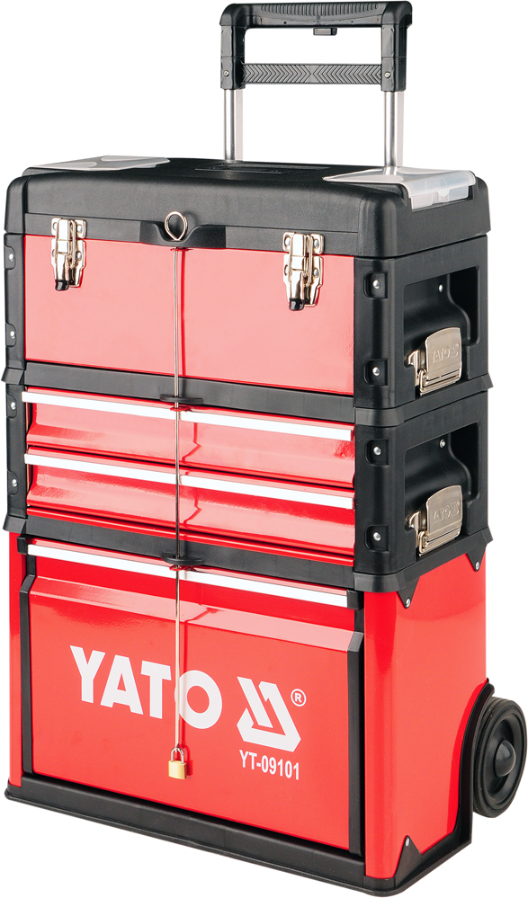 Yato Werkzeugkoffer Werkstattwagen Werkzeugwagen Werkzeugtrolley Werkzeuge Tool Trolley 4 Fächer Rot
