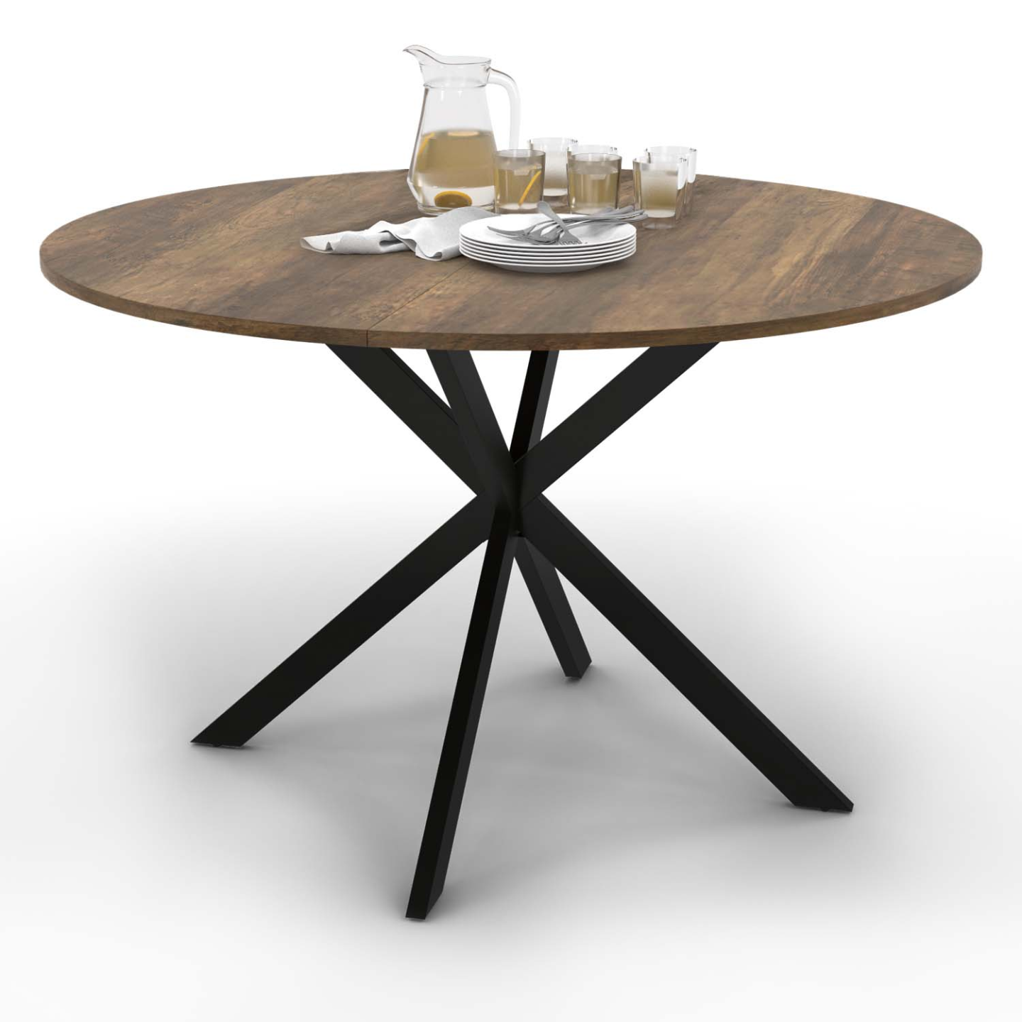 Idmarket - Table À Manger Ronde Alix 6 Personnes Pied Araignée Noir Et