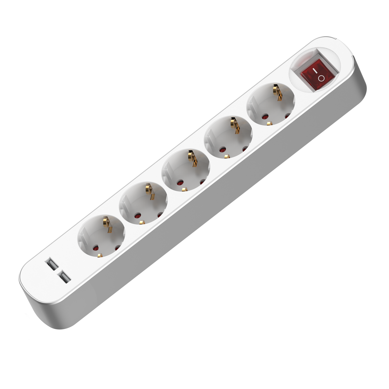 Oem Weiß Steckdosenleiste Mit Verlängerungskabel, 5 Steckdosen, 2 Usb-Anschlüsse, Mit Schalter, 1,5 M Kabel