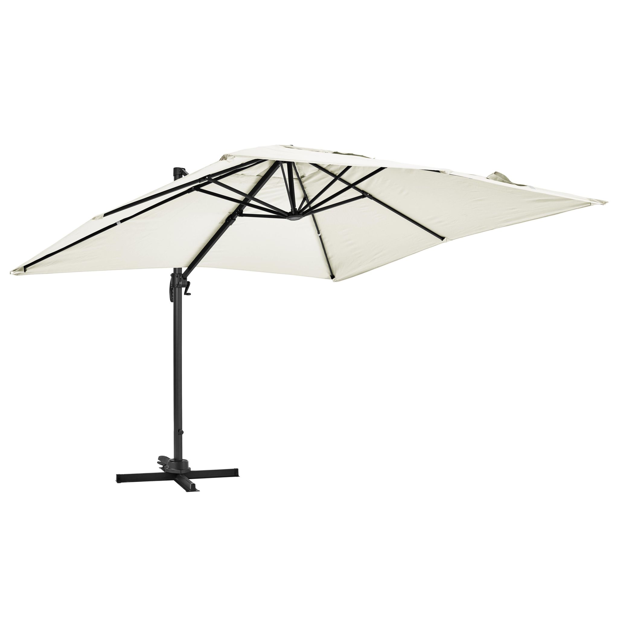 Oviala - Parasol Déporté Rotatif 3 X 3m En Aluminium Écru