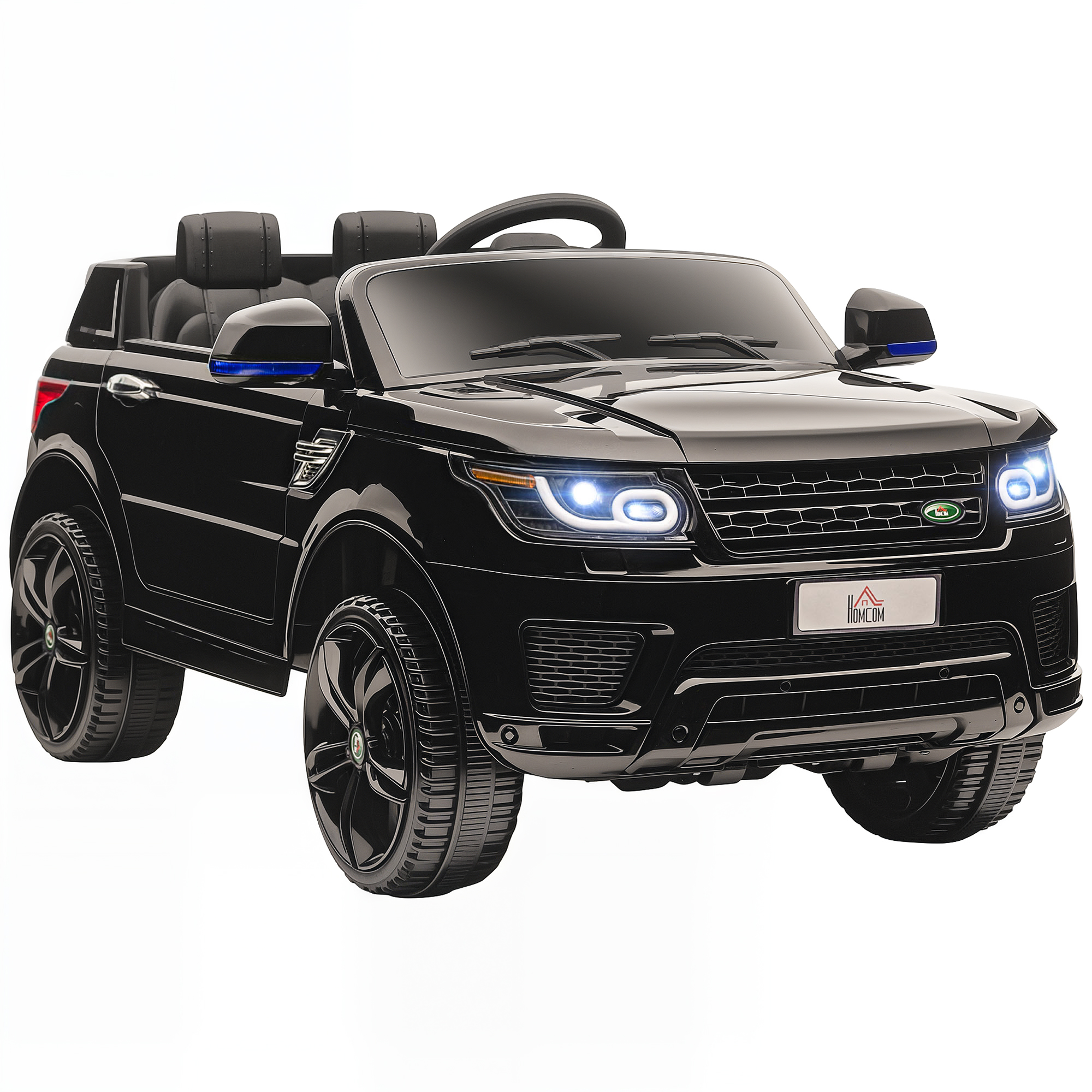 Homcom - Kinder Elektroauto 12v Kinderauto Mit 2,4 Ghz Fernbedienung, 2 Motor, Kinderfahrzeug Mit Sanftstart, Hupe, Scheinwerfer, Elektrofahrzeug 5 Km/h, Für 3-5 Jahre Kinder, Schwarz