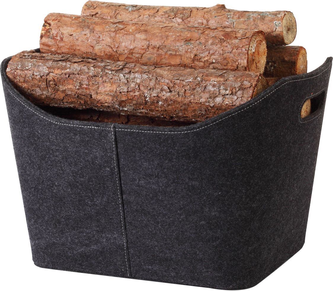 TrendLine Holzkorb Filz 53 x 36 x 43 cm anthrazit - Image 2