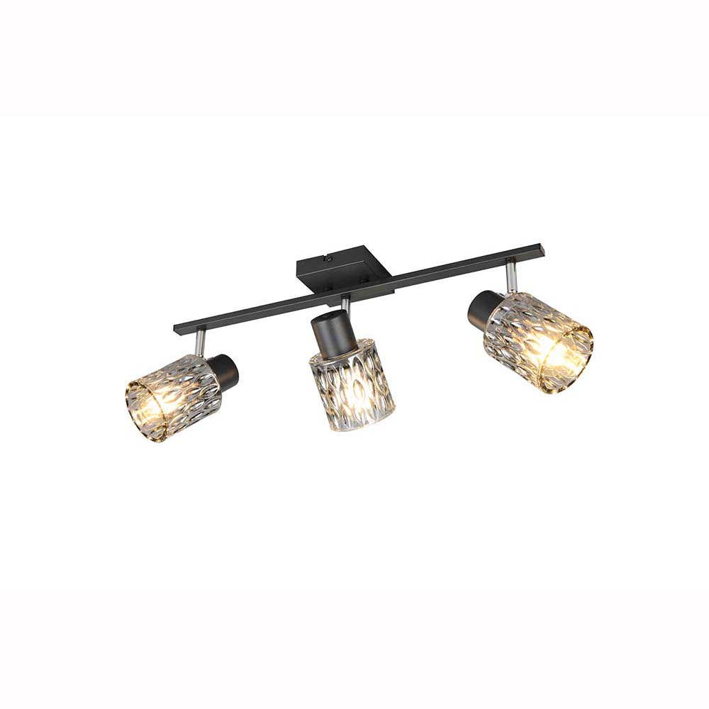 Rl Schwarz Deckenlampe Deckenleuchte Verstellbar Metall Matt Glas Rauchfarben L55cm