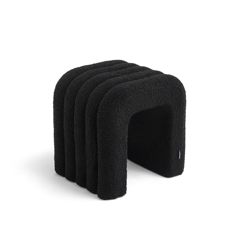 Drawer - Tabouret Rembourré En Tissu Bouclette - Noir - Mui