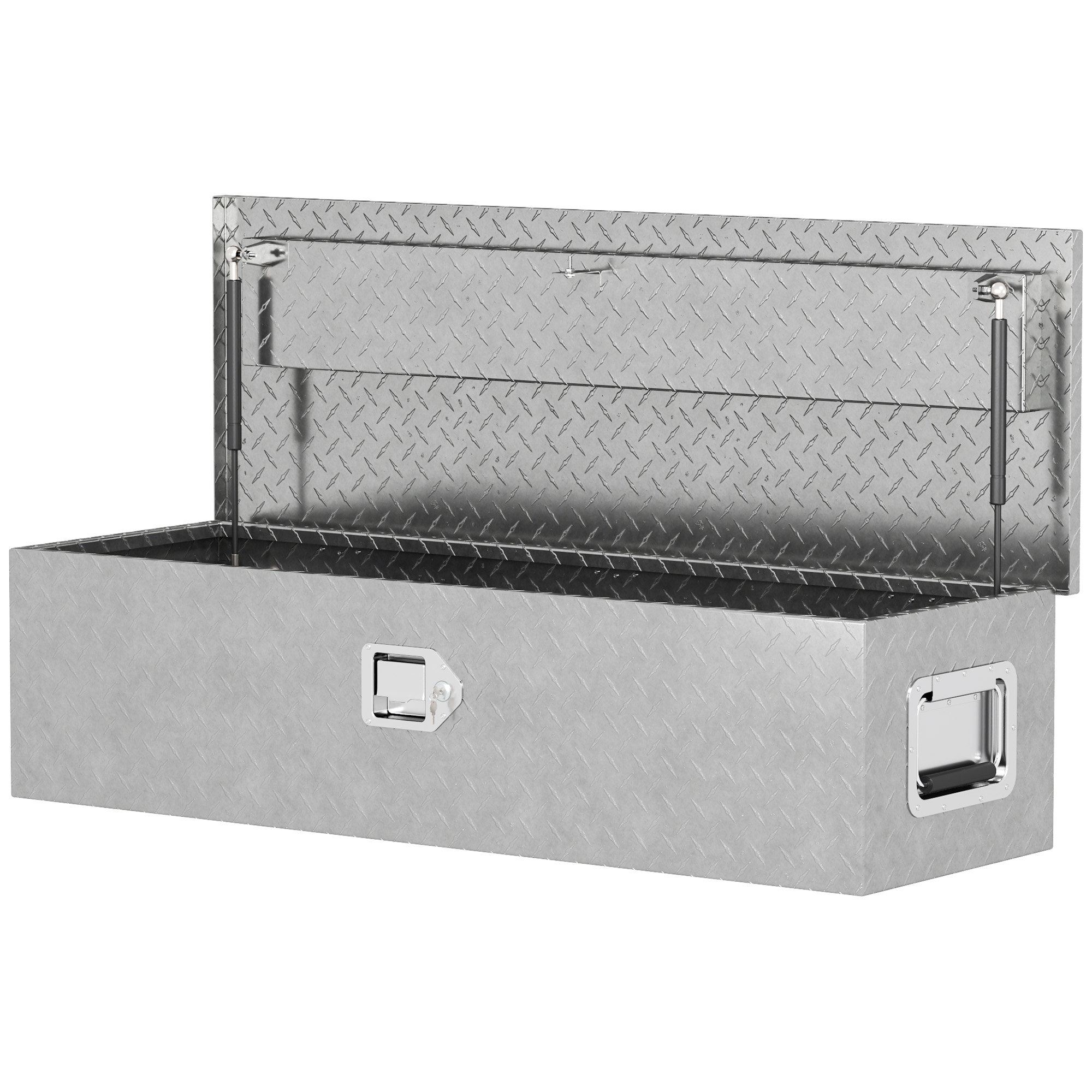 Boîte à outils pour remorque en aluminium avec poignées larges et antidérapantes, 99 x 33 x 25,5 cm, argent