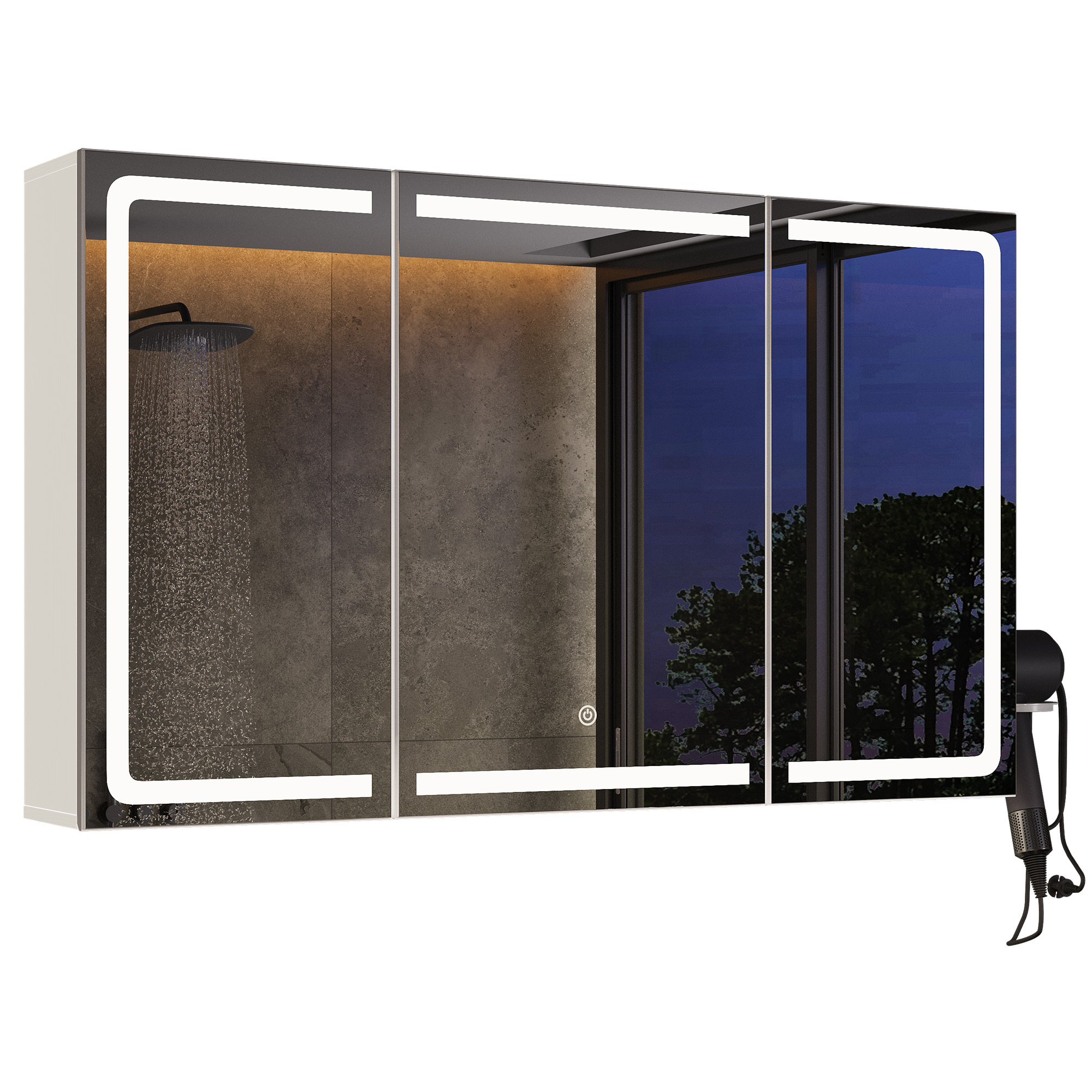 Armoire Murale Salle De Bain Bealife Avec 3 Miroirs Et Éclairage Led