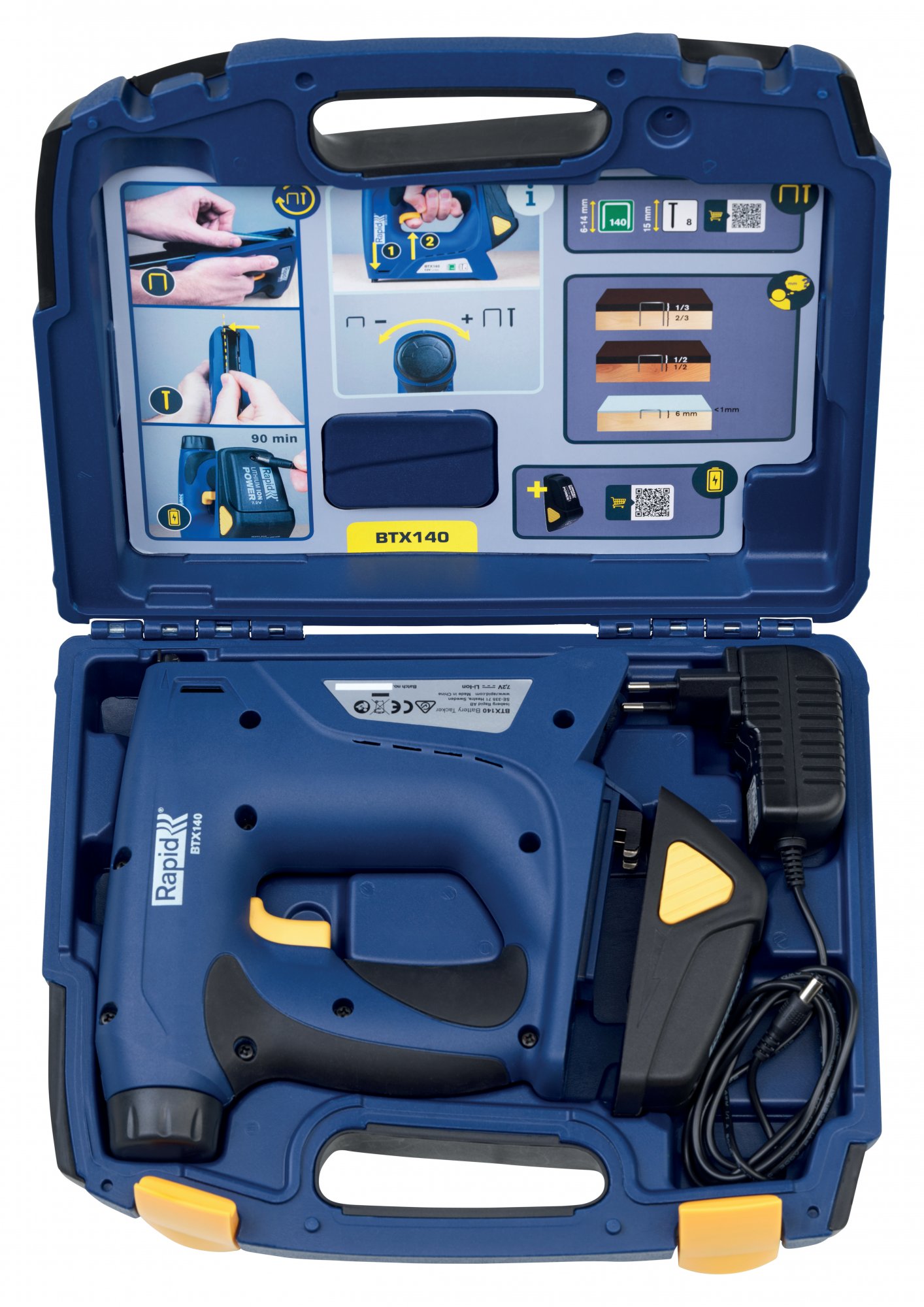 Rapid Blau/Schwarz/Gelb Tacker + Nagelpistole, Btx140 Elektrotacker (Tacker) - Image 4