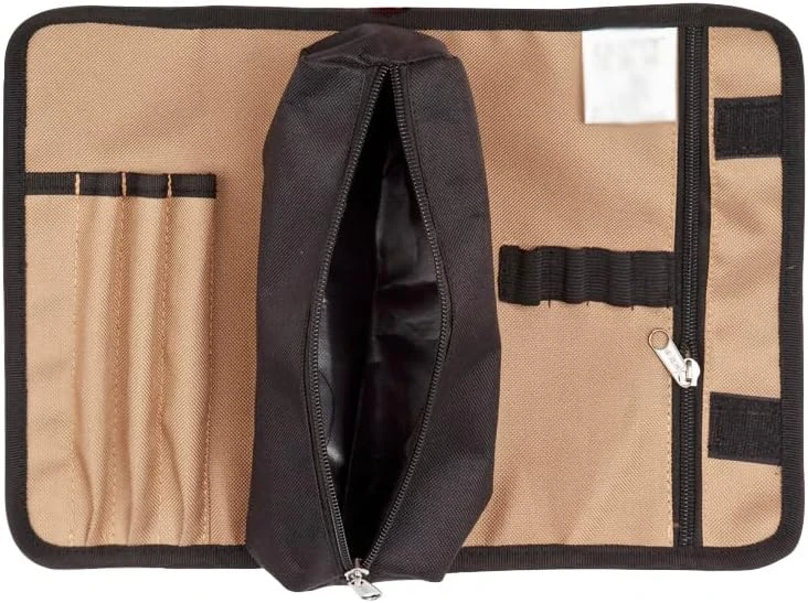 Sac à outils enroulable en tissu Oxford 600D, 4 poches et 4 élastiques, marron
