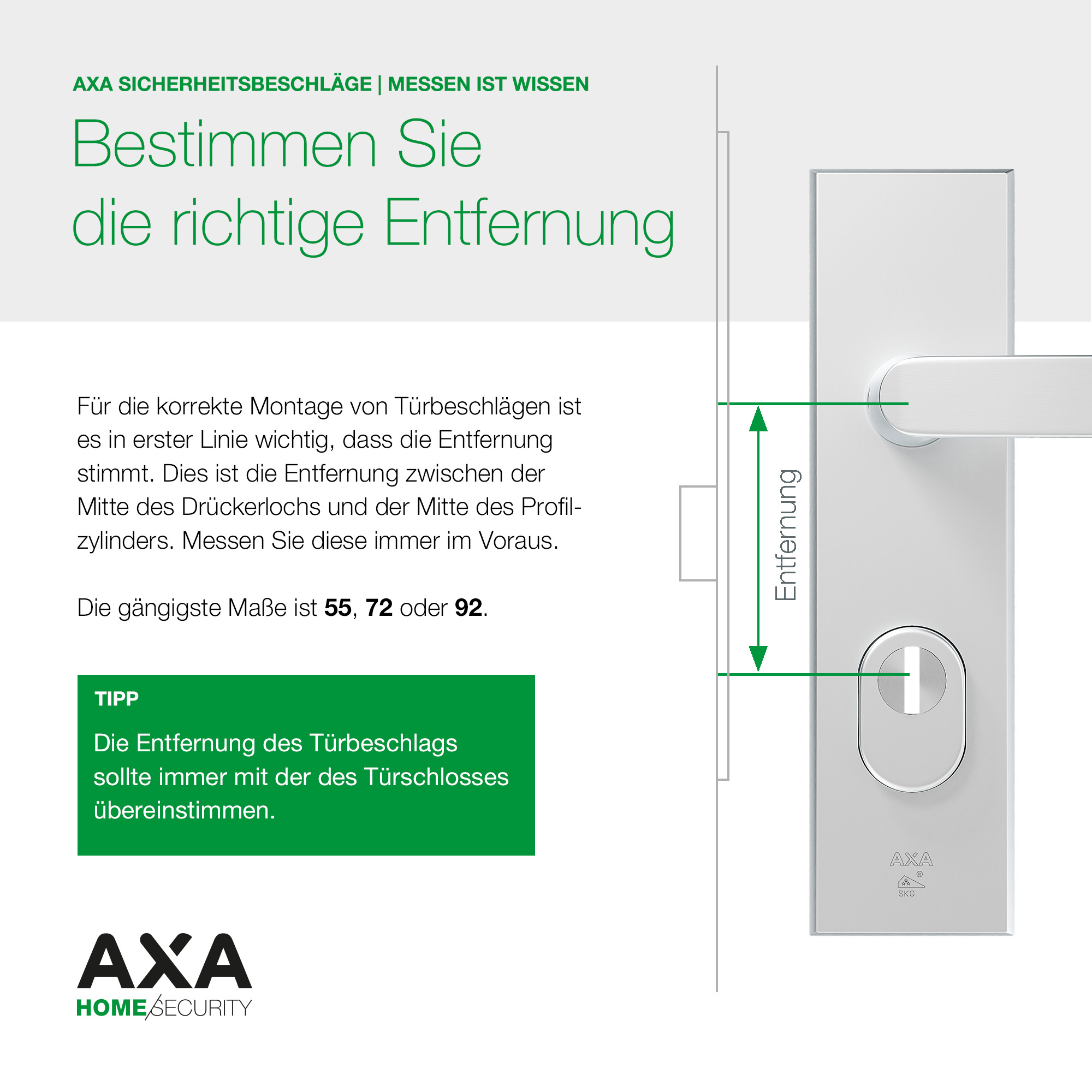 Axa Sicherheitstürbeschlagset - Oval Plus - Türgriff Schwarz - Pc55 Mit Kernauszugsschutz - Kurzschutz