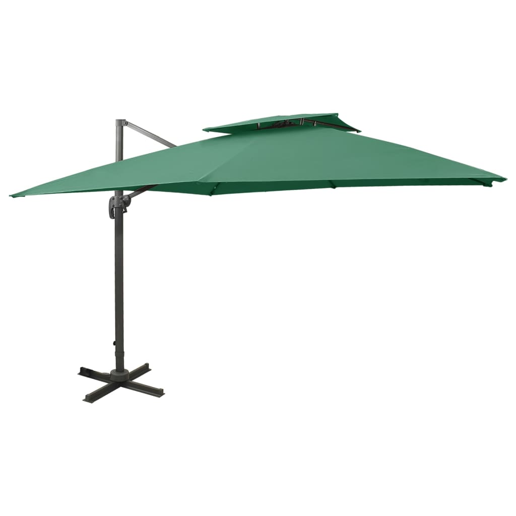 Cantilever Garden Parasol With Double Top 300x300 Cm Green Vidaxl