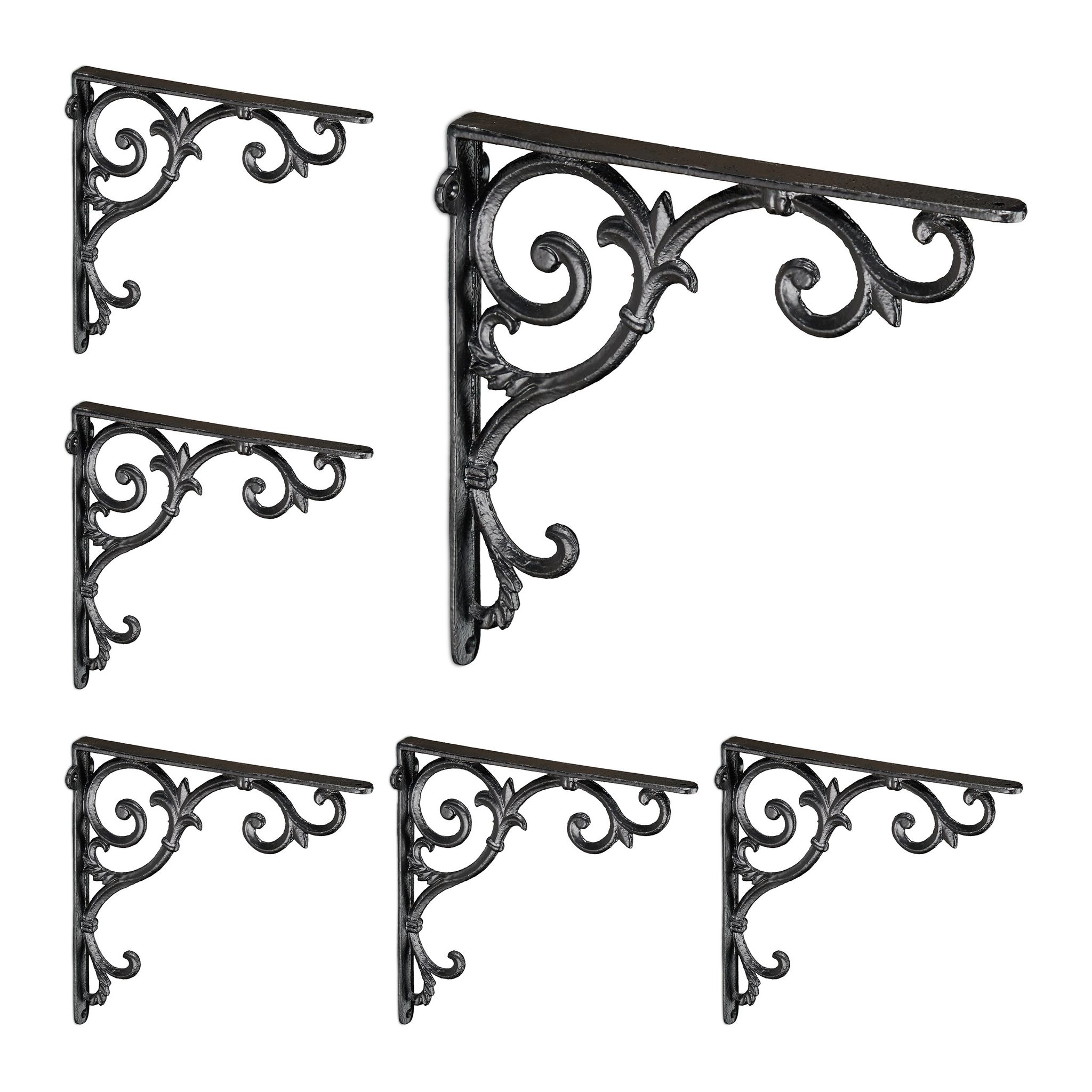 6x Staffe Per Mensole, Supporti Dal Design Barocco, Reggimensola An...