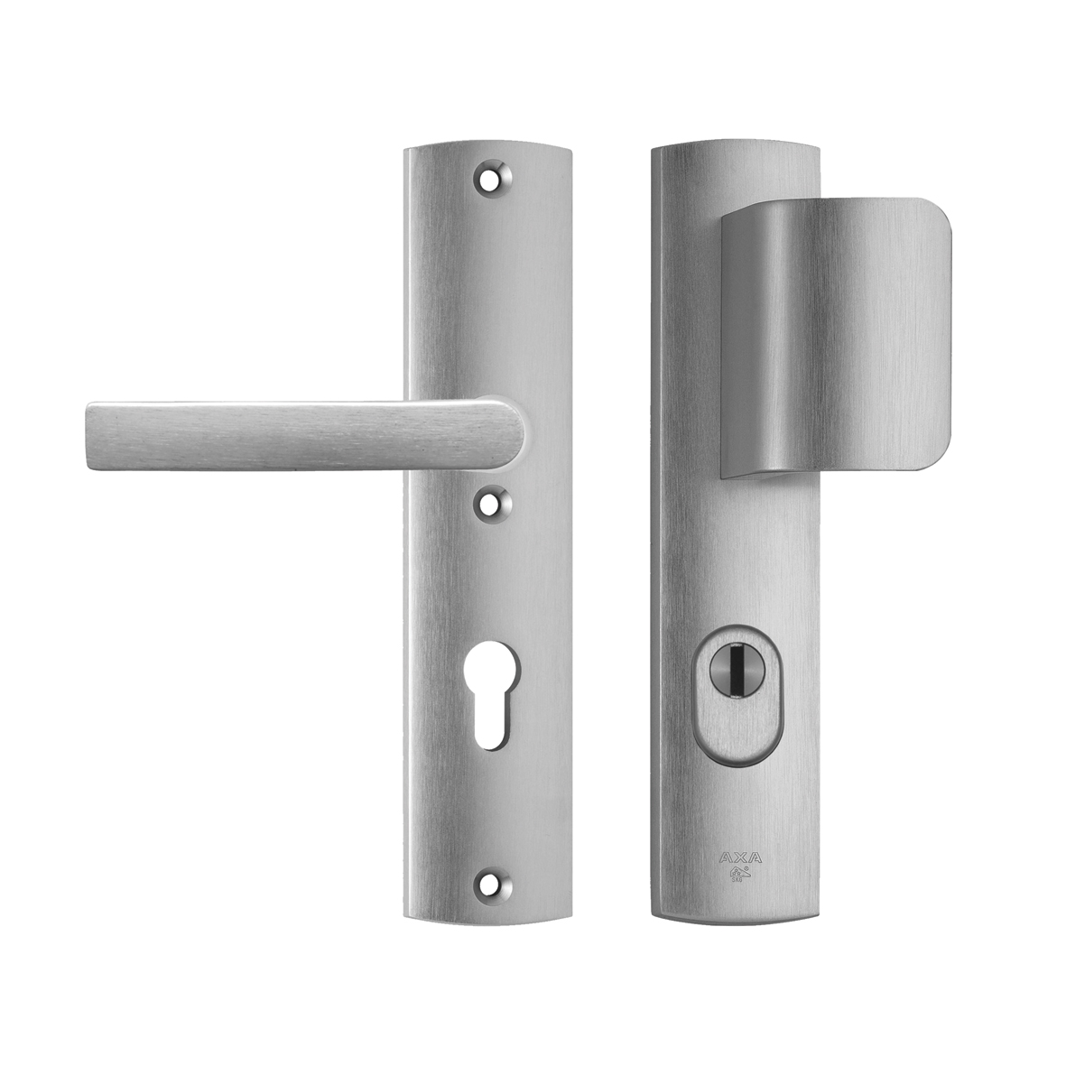 Axa Sicherheitstürbeschlag - Set - Curve Plus - Aluminium - Türgriff - D - Drücker + Griff - Pc72 - Ausziehschutz - Wendbar - Bodenplatte F1