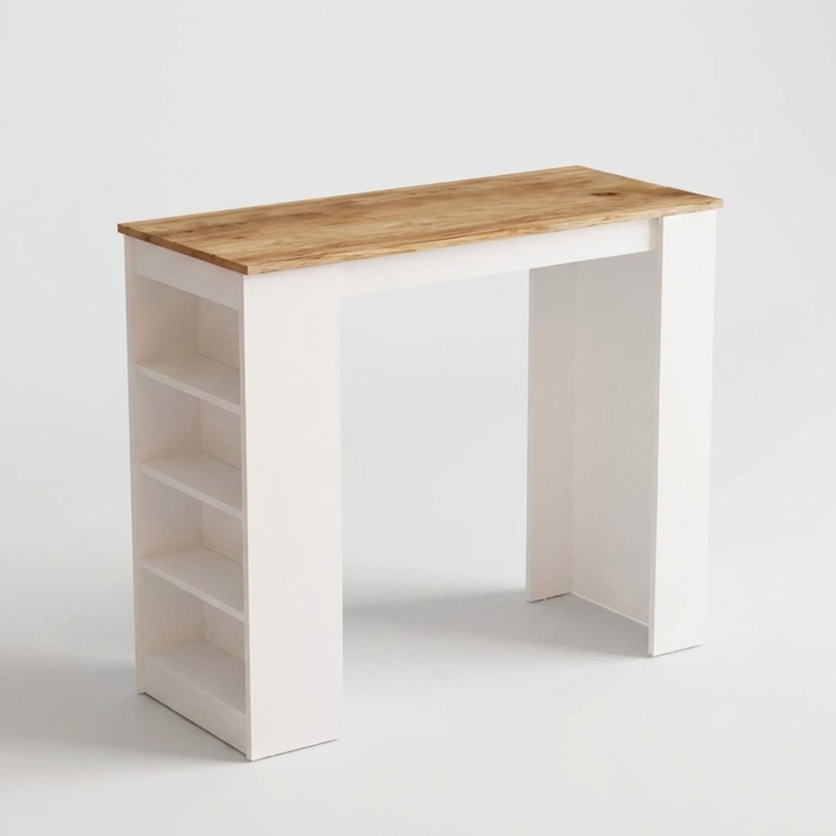 Nordvärk St1 Stehtisch Mit 3 Ablagen, Weißes Und Natürliches Melamin, 120X51,6 Cm - Image 3