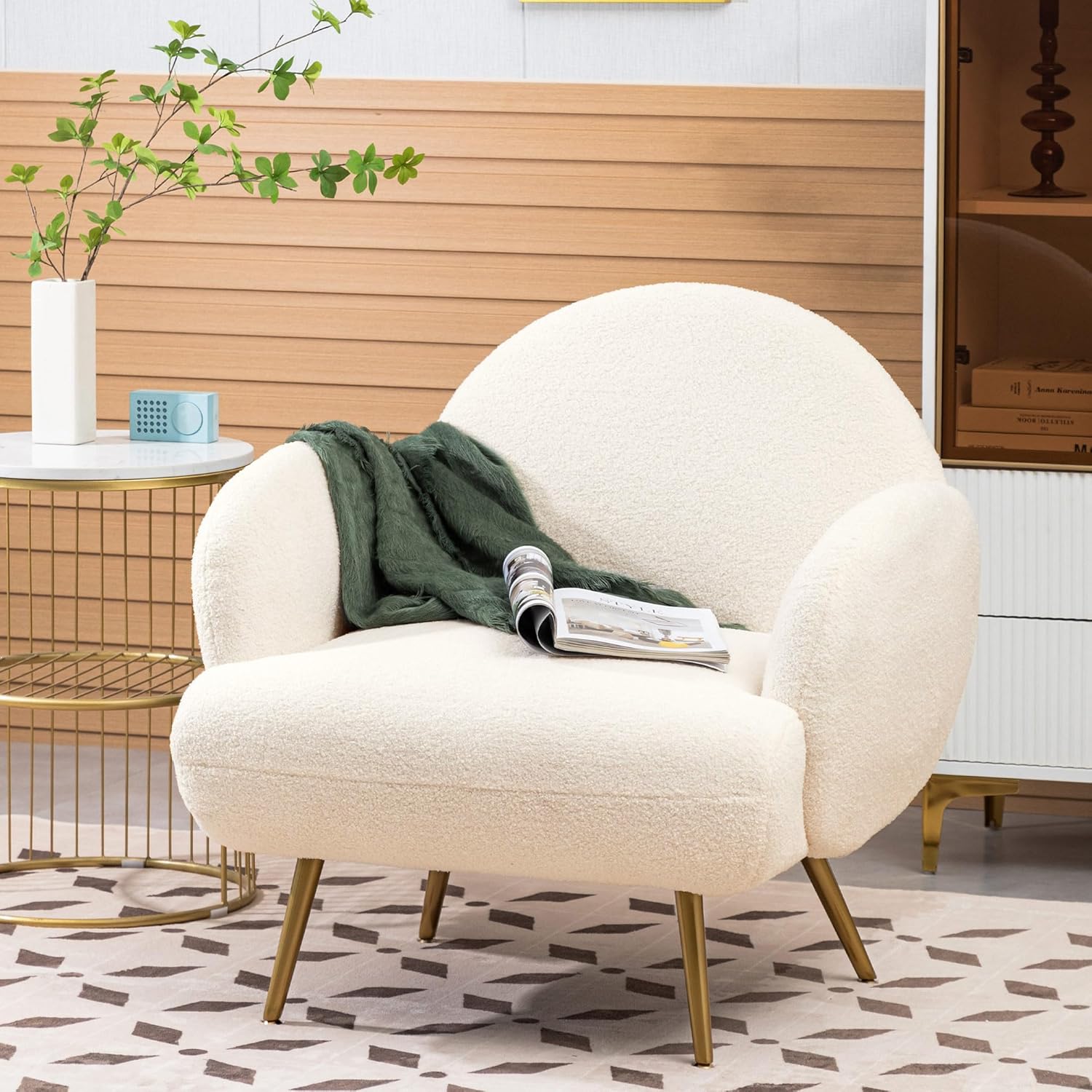 Fauteuil Moderne Décontracté Avec Pieds En Métal Doré