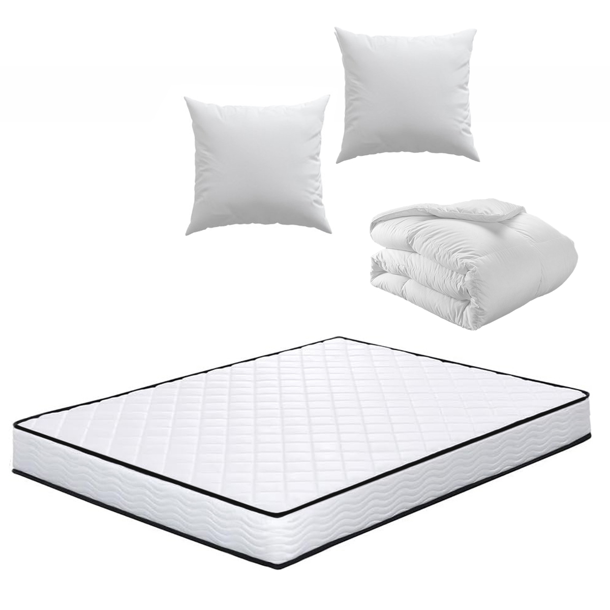 Matelas 140x200 Cm Avec 1 Couette 220x240 Cm Et 2 Oreillers 60x60 Cm (tous Dans Un Colis)