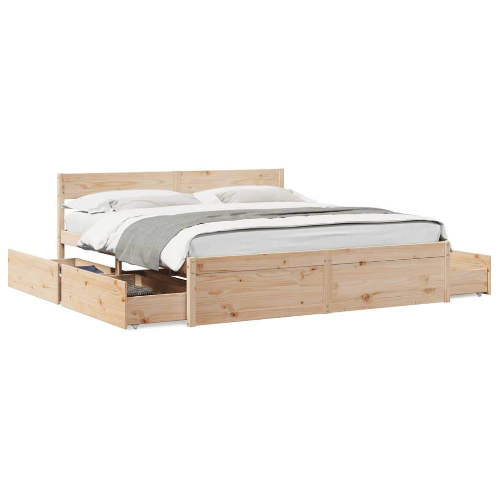Cadre De Lit Sans Matelas 200x200 Cm Bois Massif De Pin