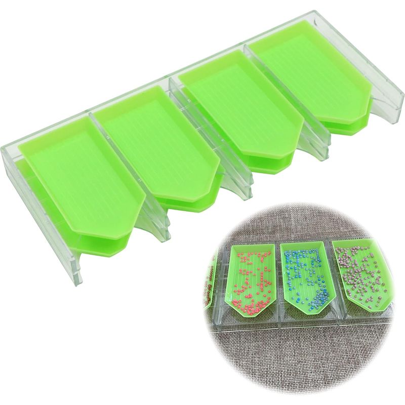 Plateau de rangement 8 emplacements pour peinture diamant, loisirs créatifs et nail art, vert