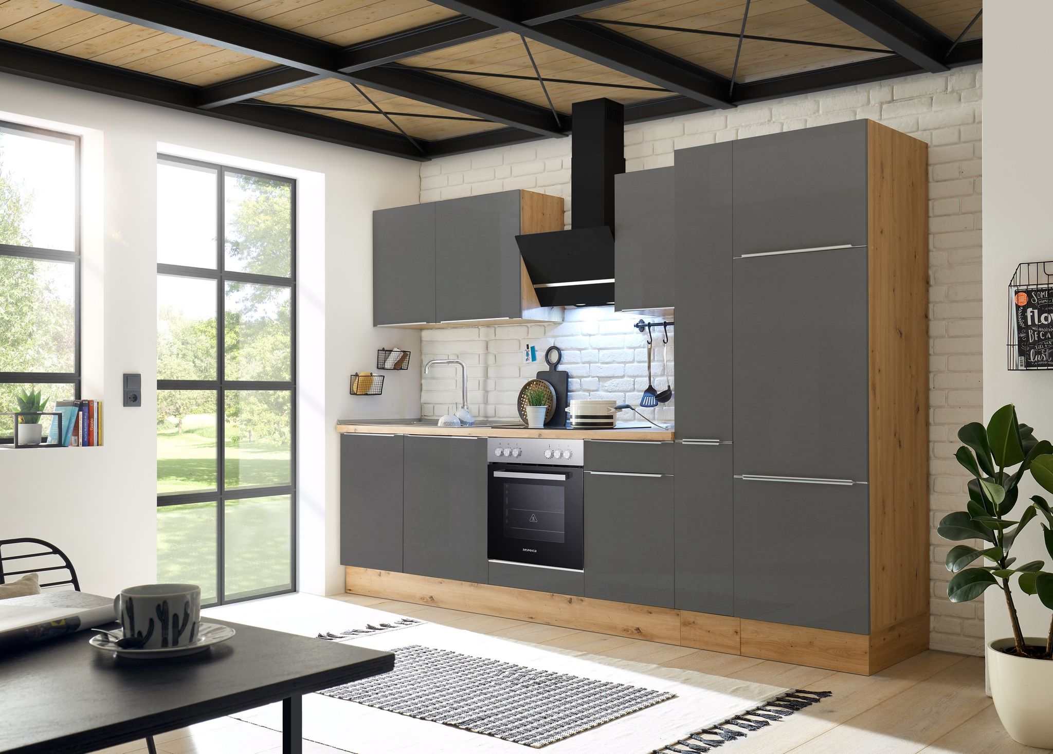 Küche Küchenzeile Küchenblock Marleen Premium 310 Cm Grau Artisan Eiche Respekta