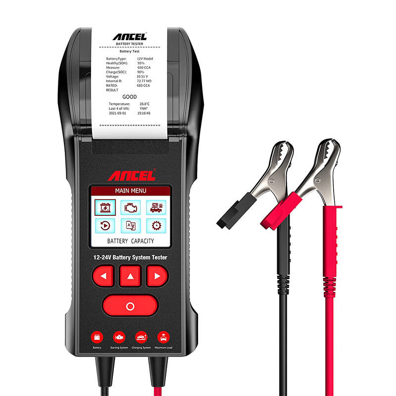 Ancel Batterietester mit Drucker, Batterie Zubehör, Schwarz, Rot - Image 4