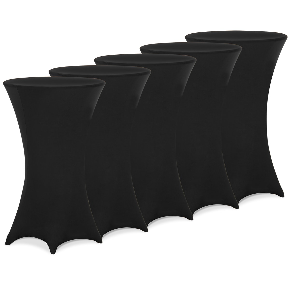 Detex® Stehtisch Husse 5er Set Ø60-65/70-75/80-85cm Farbwahl Stretch Stehtischhusse Überzug 5er Set Ø80 Cm / Schwarz