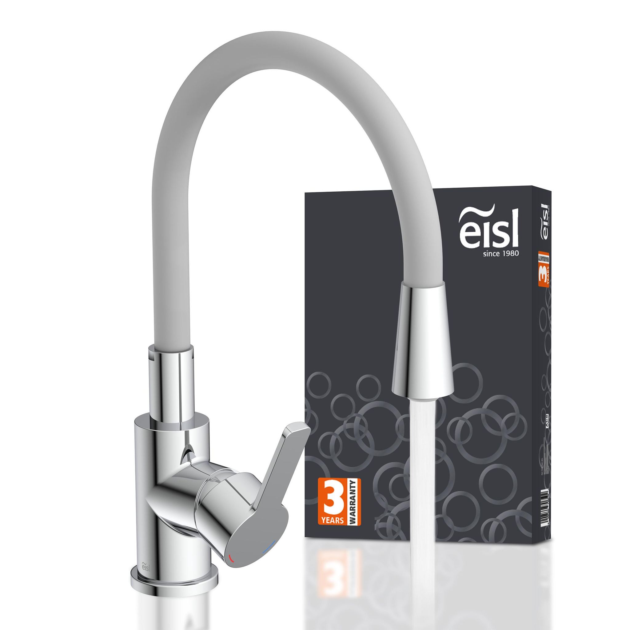 Eisl Hellgrau Flexo Spültischarmatur, Chrom/, Mit Soft-Touch Schlauch