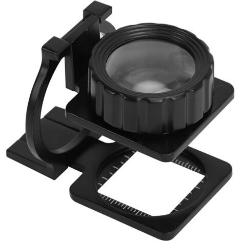 Loupe pliante à double lentille en verre optique, 3 LED et 3 UV, 60 x 52 x 51 mm, noir