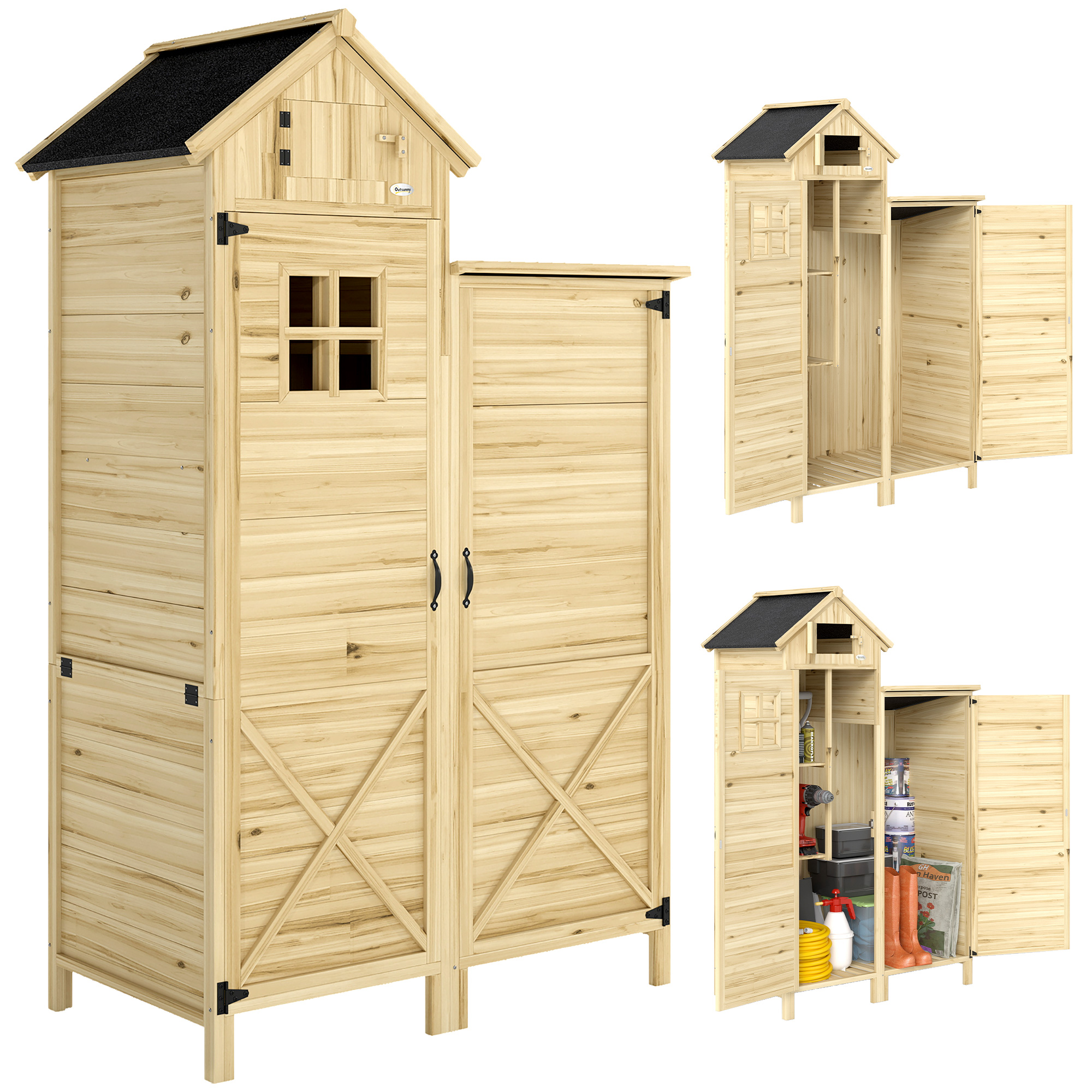 Outsunny – Armoire De Jardin En Bois Naturel 106x57x167cm – Design
