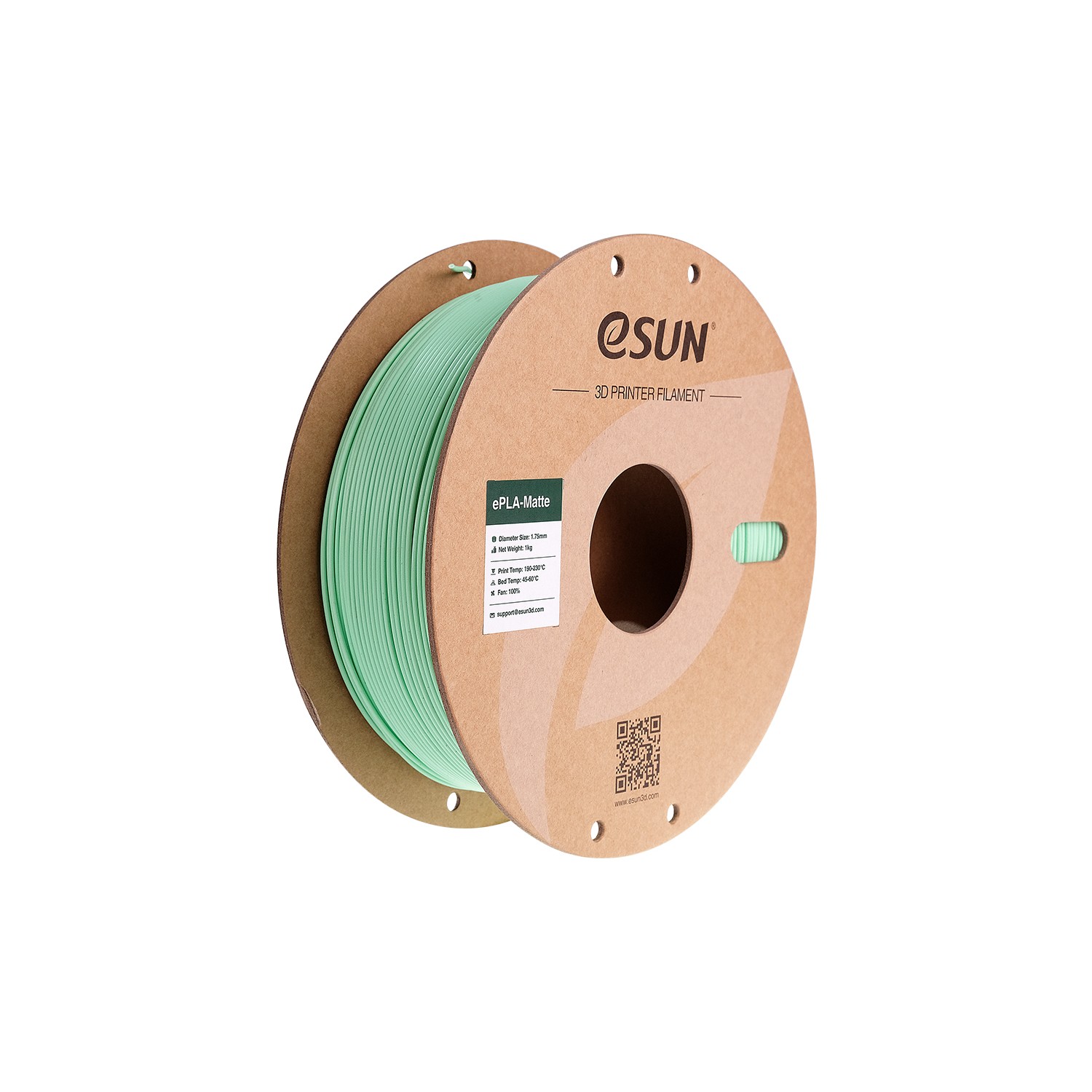 Esun Pla-matte Filament, 1.75mm, 1000g (paper Spool) Esun Pla-matte Filament 1.75mm 1000g Mint Green
