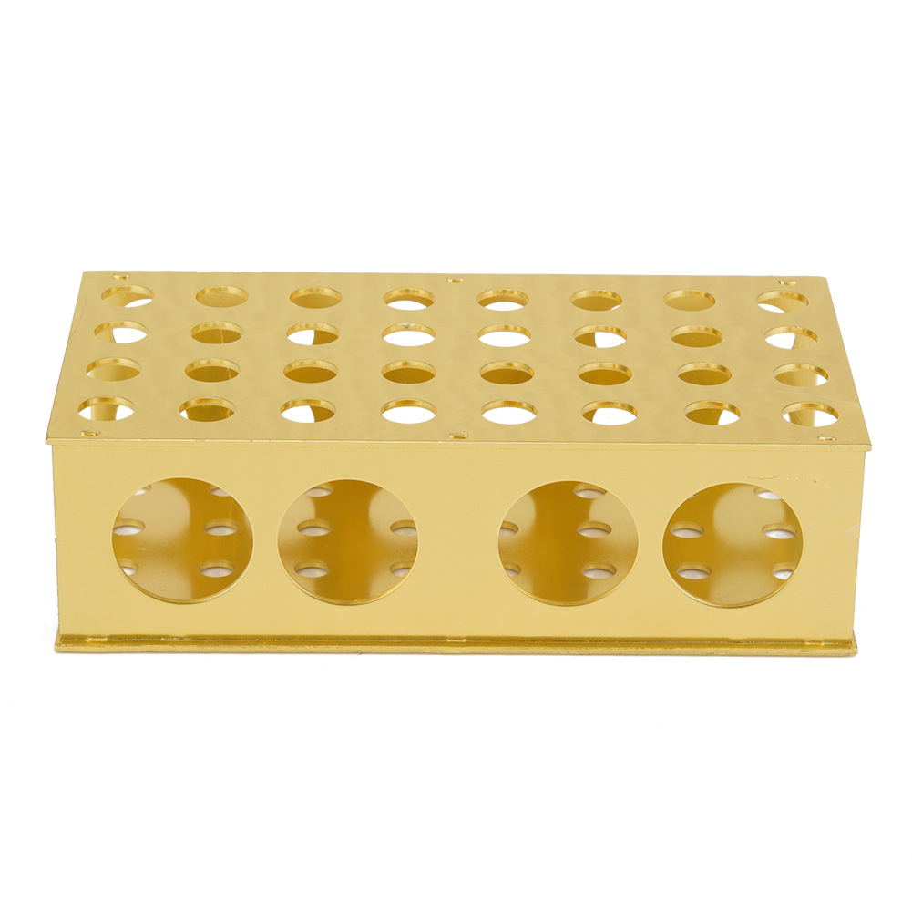 Porte-tubes en aluminium doré, 80 trous de 8 à 30 mm, 17,5 x 9 x 5 cm