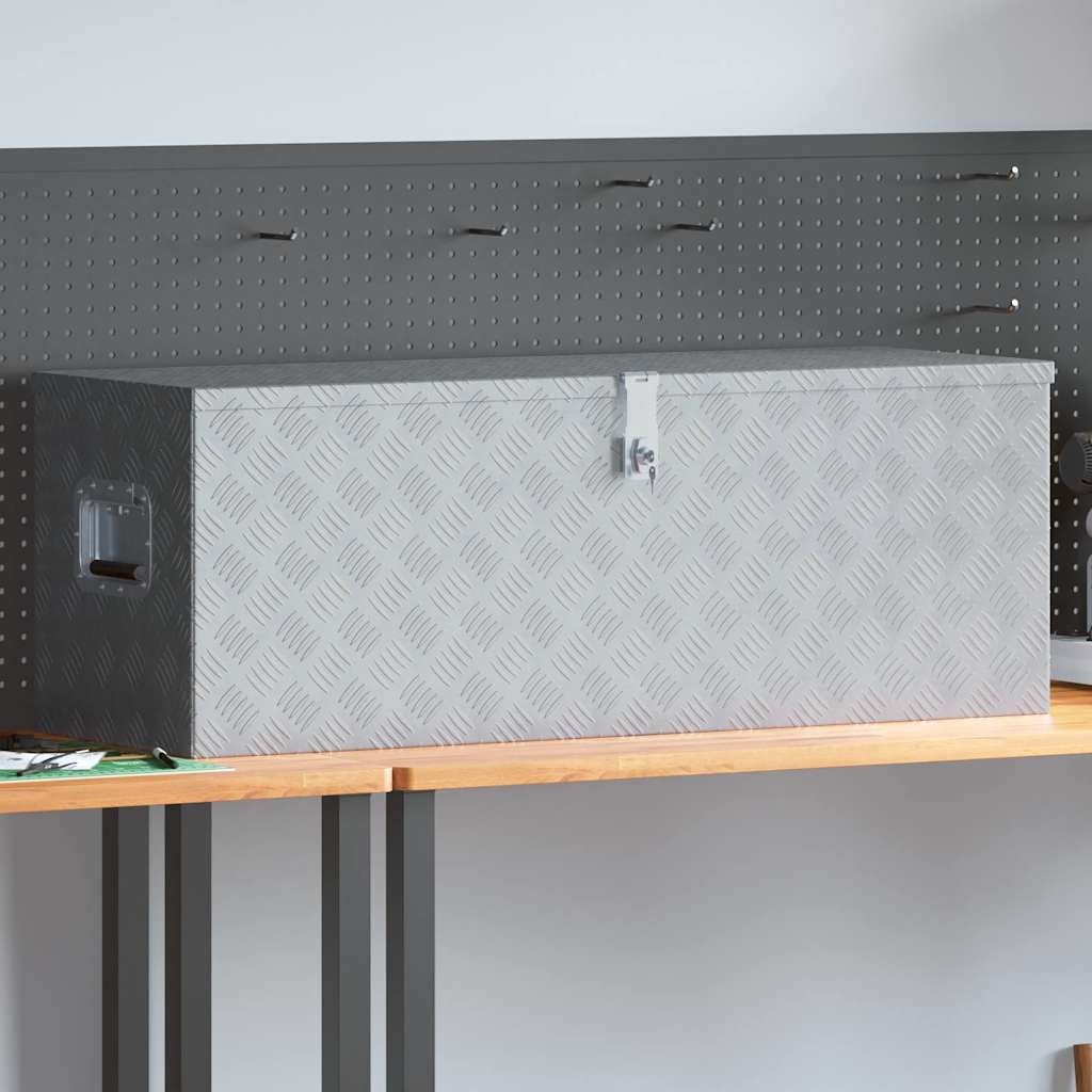 Boîte de rangement en aluminium ondulé avec serrure et 2 clés, 110,5 x 38,5 x 40 cm