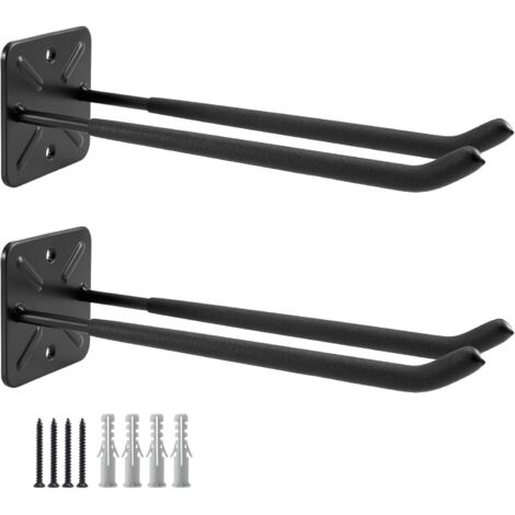 Crochet de garage double en acier massif, support mural pour outils de jardin, lot de 2