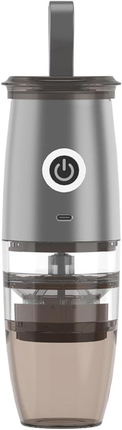 Macinacaffè Elettrico Portatile Con Camera Rimovibile, 5 Velocità Regolabili, Ricarica Usb, Grigio Lb36 - Ideale Per Campeggio E Viaggi, Con Pennello Per Polvere E Cucchiaio.