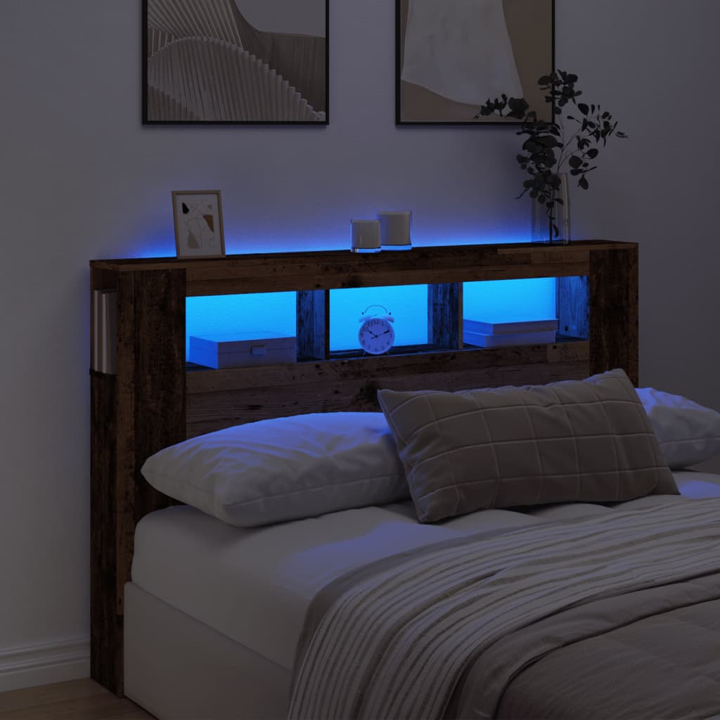 Tête De Lit À Led Vieux Bois 160x18,5x103,5cm Bois D'Ingénierie Vidaxl
