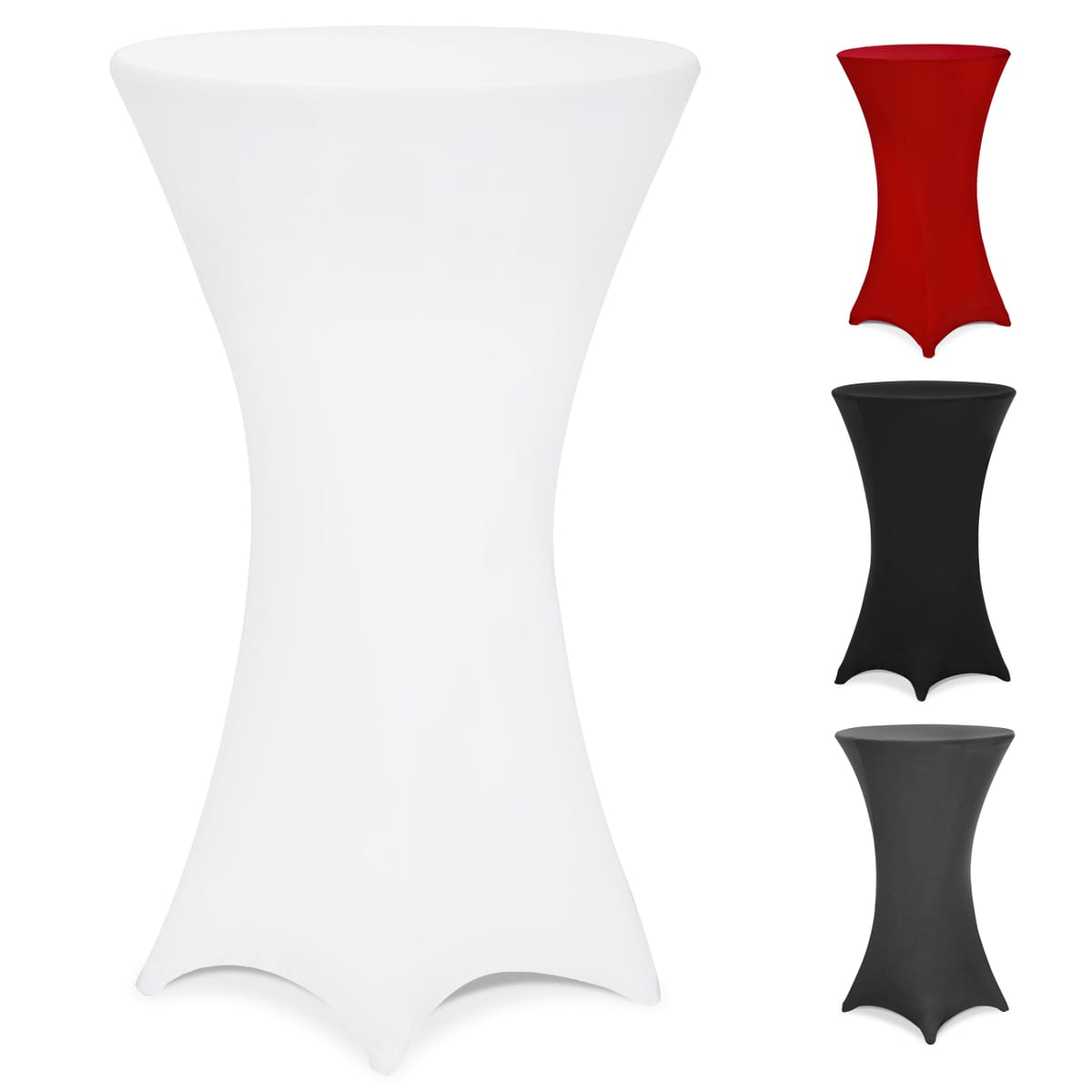 Detex® Stehtisch Husse Ø60-65/70-75/80-85cm Farbwahl Stretch Stehtischhusse Tisch Überzug Bezug Ø70 Cm / Weiß