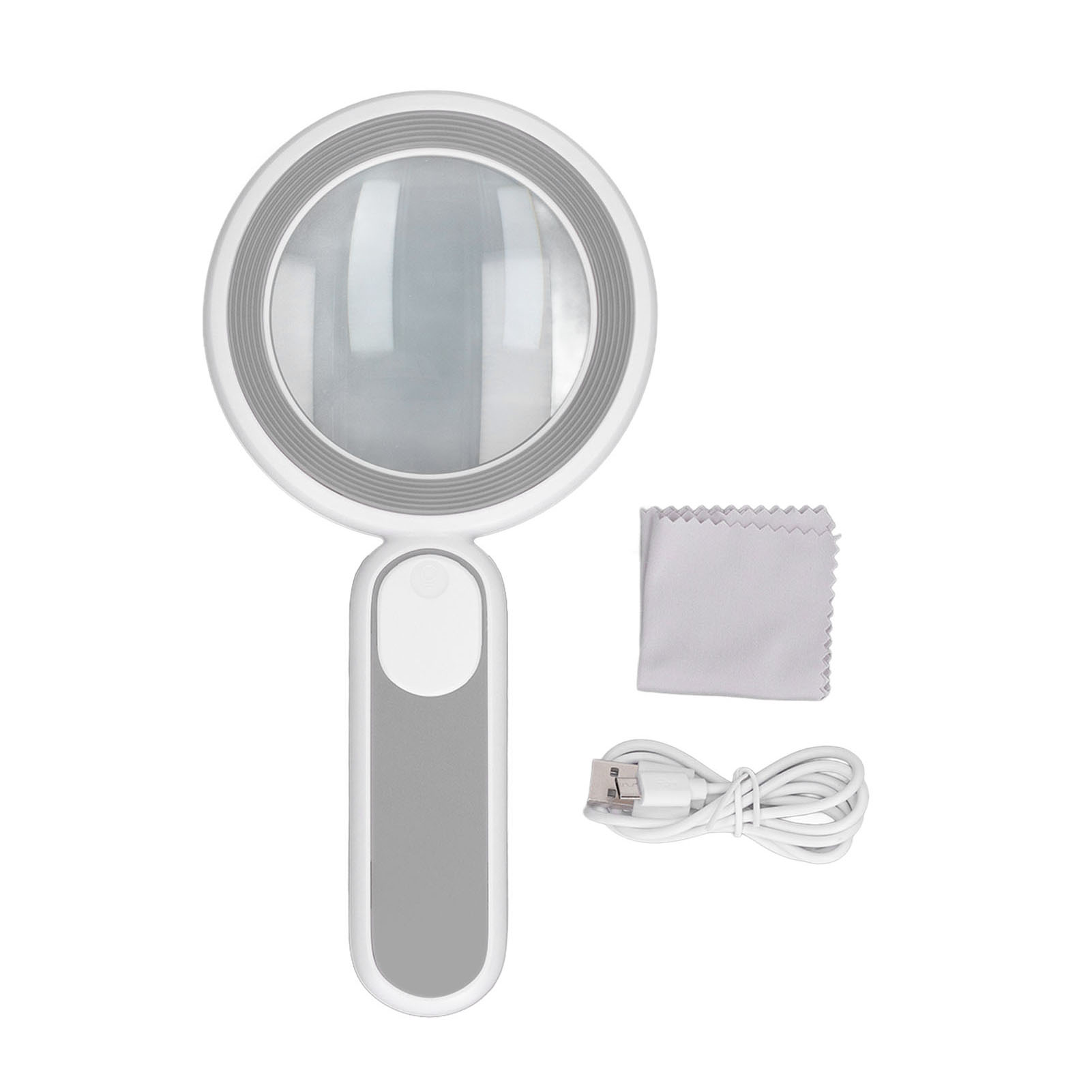 Loupe à main 20x, 21 LED lumière froide et chaude, verre optique 85 mm, recharge USB