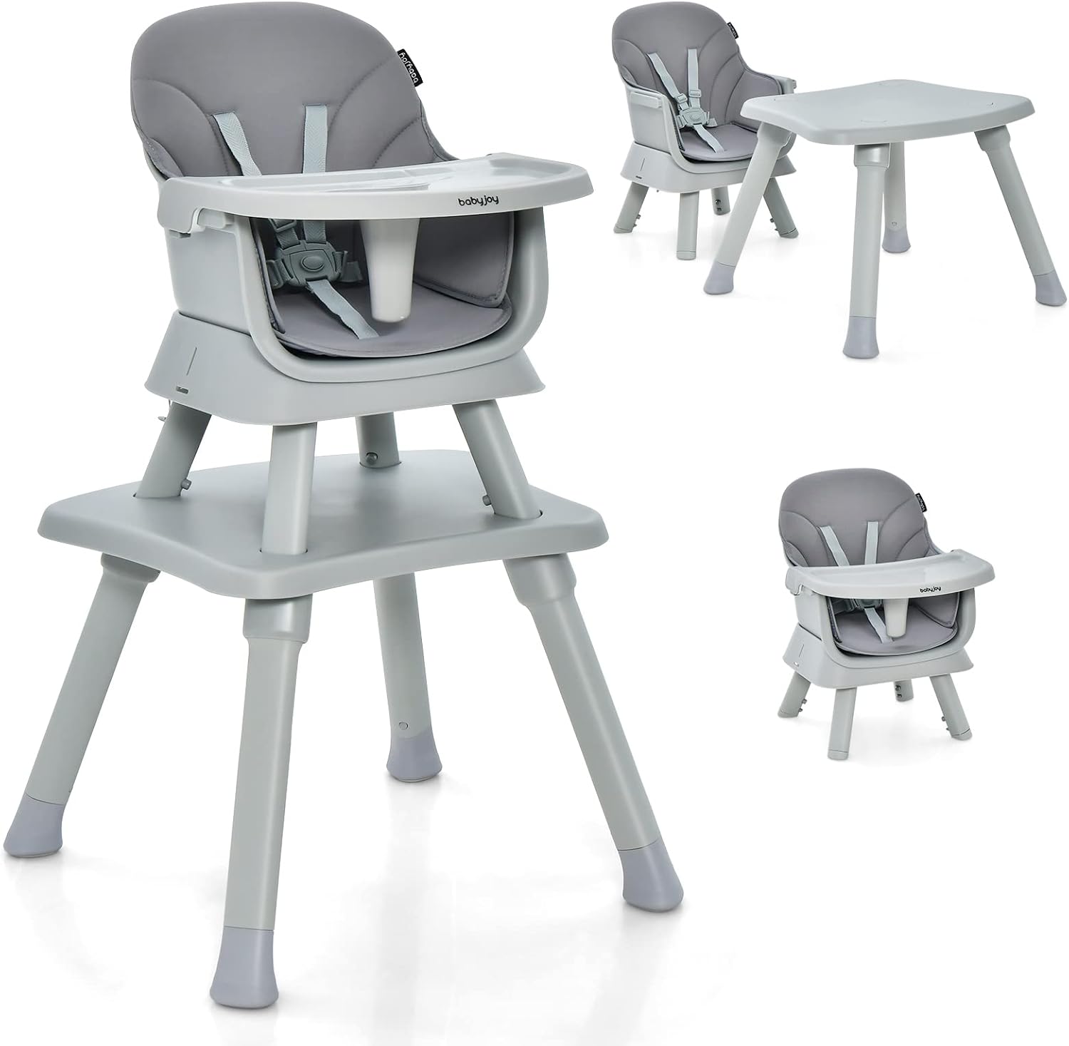 Costway - Chaise Haute Bébé Evolutive 6 En 1 Avec Plateau Blocs De Construction Amovible Harnais À 5 Points,charge 25kg,6-36 Mois Gris