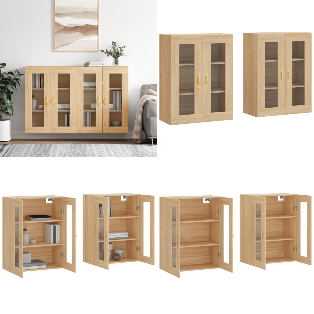 Vidaxl Wandschränke 2 Stk. Sonoma-eiche Holzwerkstoff - Holzwerkstoff - Sonoma-eiche
