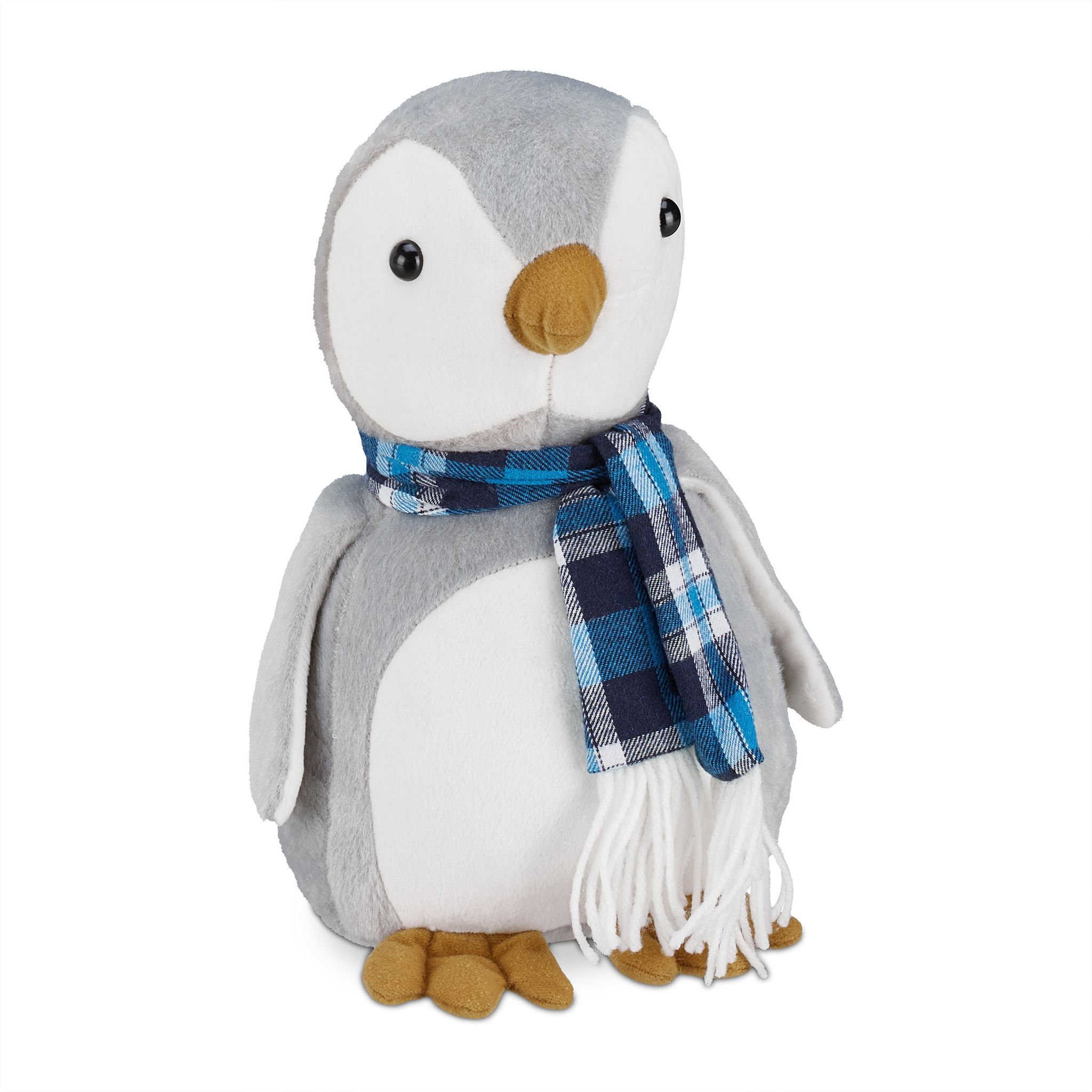 Relaxdays Fermaporta Pinguino, Peso In Stoffa Per Pavimento, Blocca Porta & Finestra Da Interno, Morbido, Bianco-grigio, Sabbia, 1 Pz