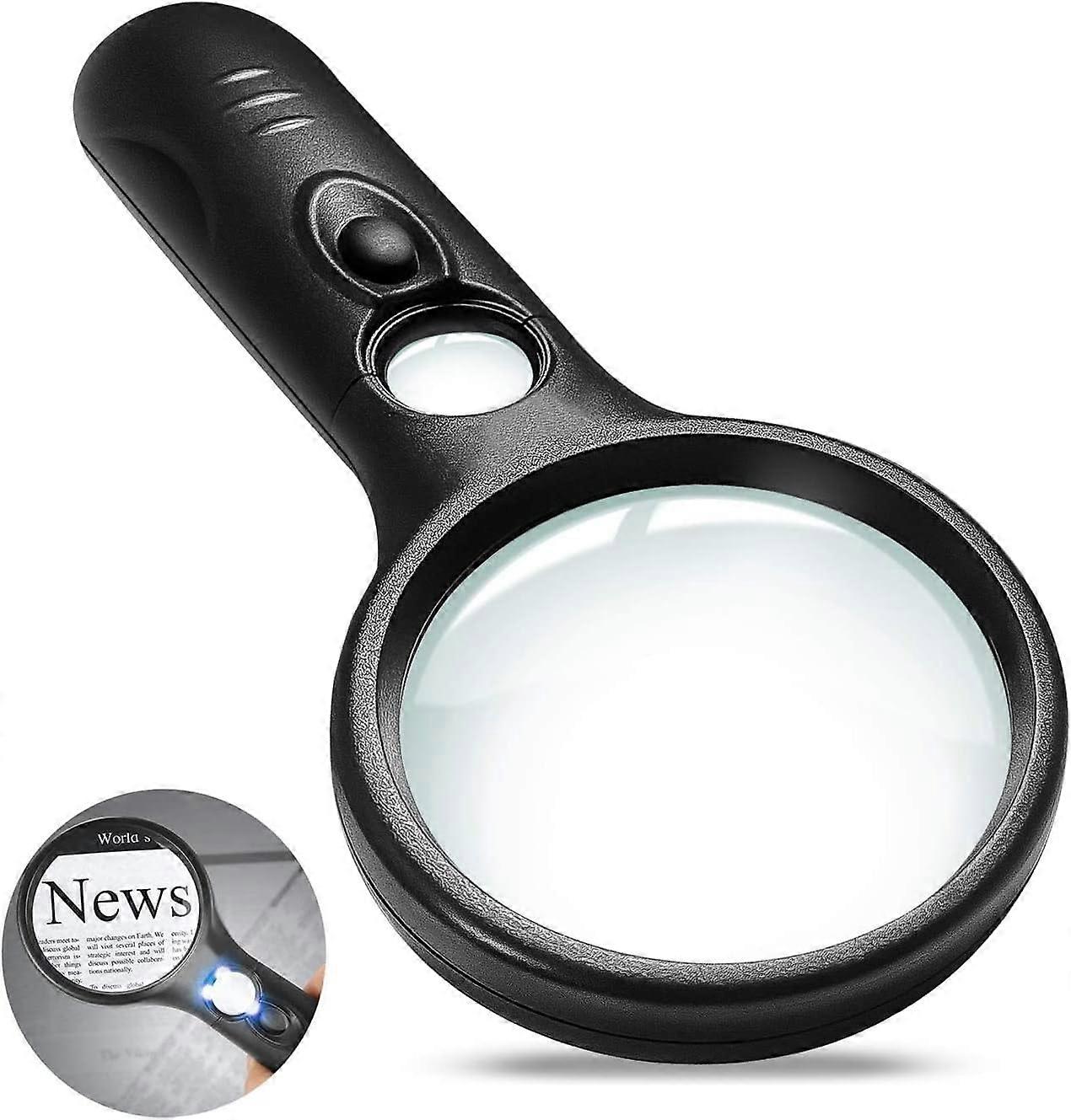 Loupe à main avec lampe LED, grossissement 3x et 45x, portable et légère