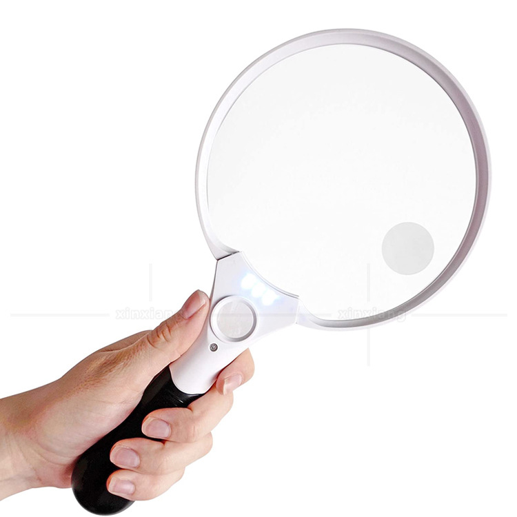 Loupe à main LED 137 mm, grossissement 2x 4x 25x, poignée ergonomique