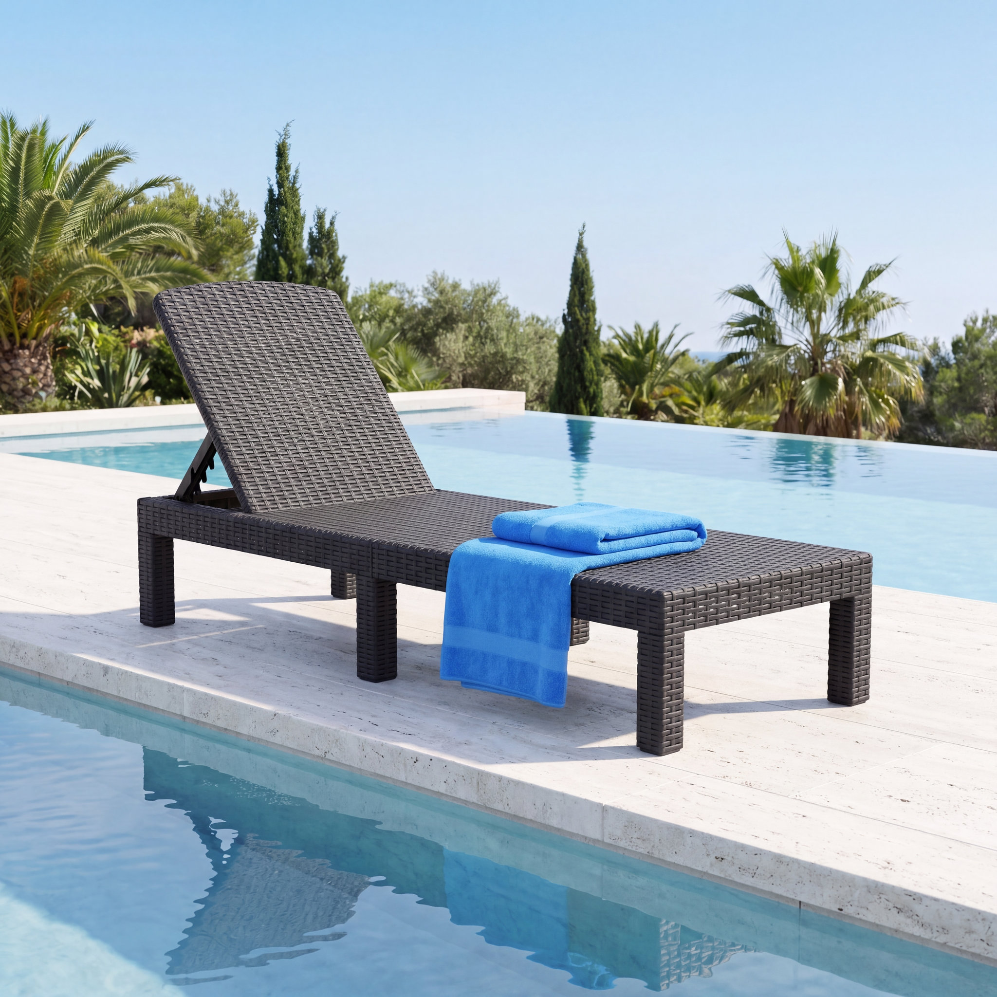 Bain De Soleil -chaise Longue De Jardin Design Imitation Rotin,transat