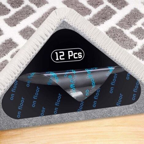 Patin antidérapant autocollant lavable et réutilisable, forte adhésion pour tapis, lot de 12