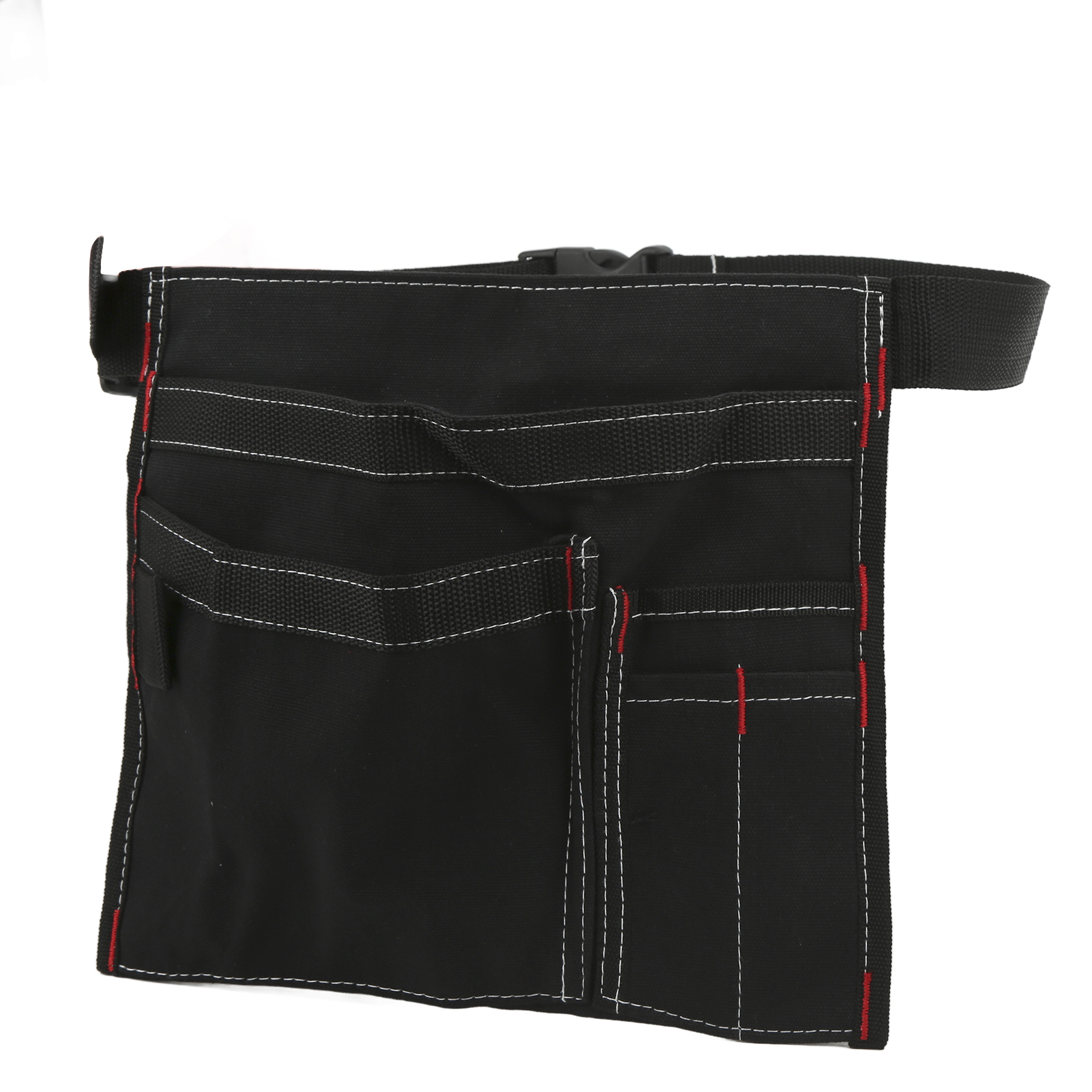 Sacoche de ceinture en toile 12 oz, 6 poches, 28 x 25 cm, noir