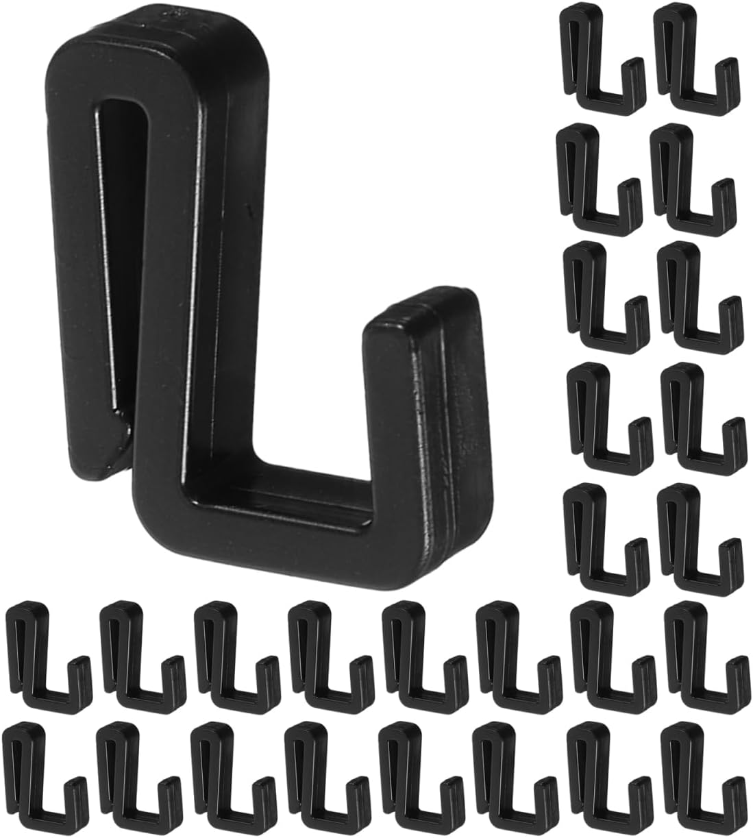 Crochets en S noirs 2 mm pour gouttière et pergola, fixation sans perçage, lot de 40