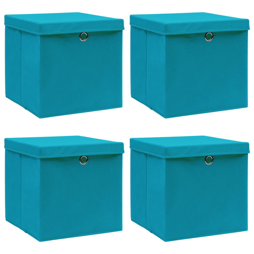 Storage Box Set Of 4 Baby Blue Non-woven Fabric (100% Polyester) Vidaxl
