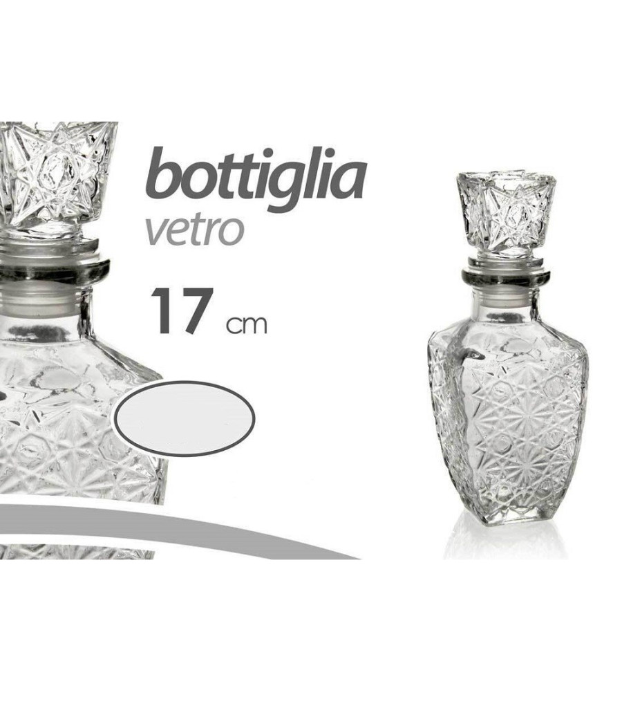 Trade Shop Traesio Transparent Trade Shop - 6Stück Whisky Likörflasche Glas Hermetischer Stopfen 250Ml 17Cm 773099