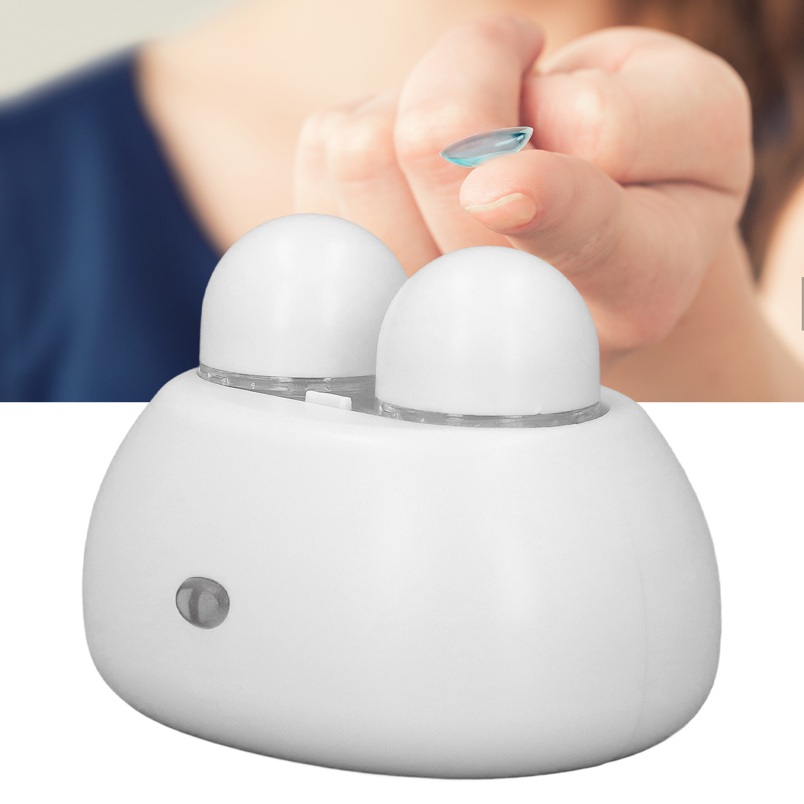 Nettoyeur de lentilles de contact à ultrasons, automatique et silencieux, boîtier ABS, blanc