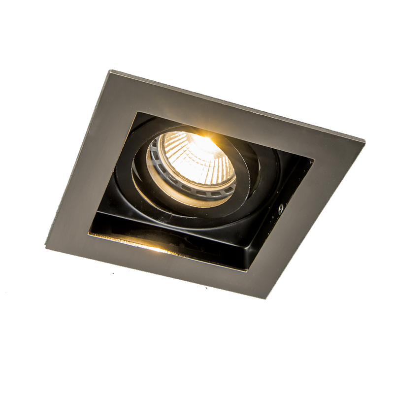Qazqa Modern Recessed Spotlight Steel With Black Rotatable And Tiltable - Carree