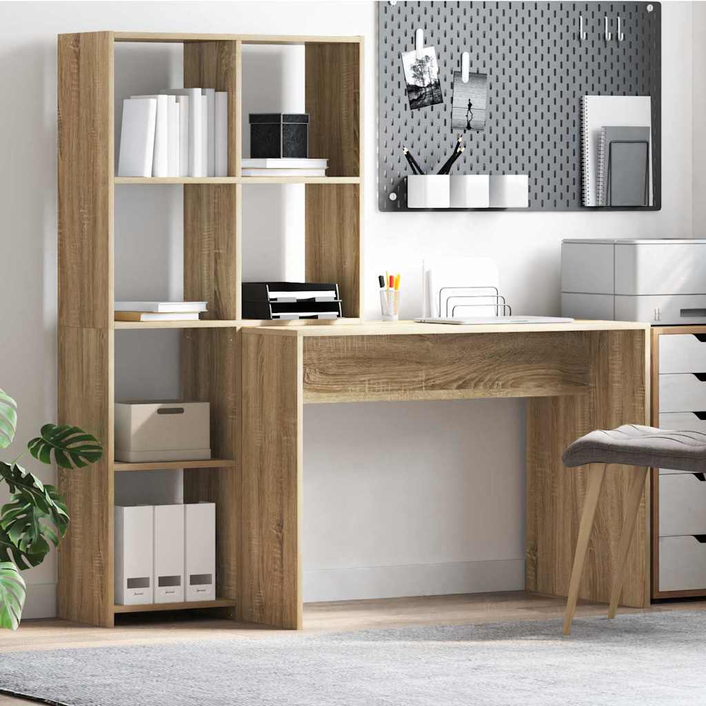 Bureau Chêne Sonoma 138.5 X 55 X 143 Cm Bois D'Ingénierie Vidaxl