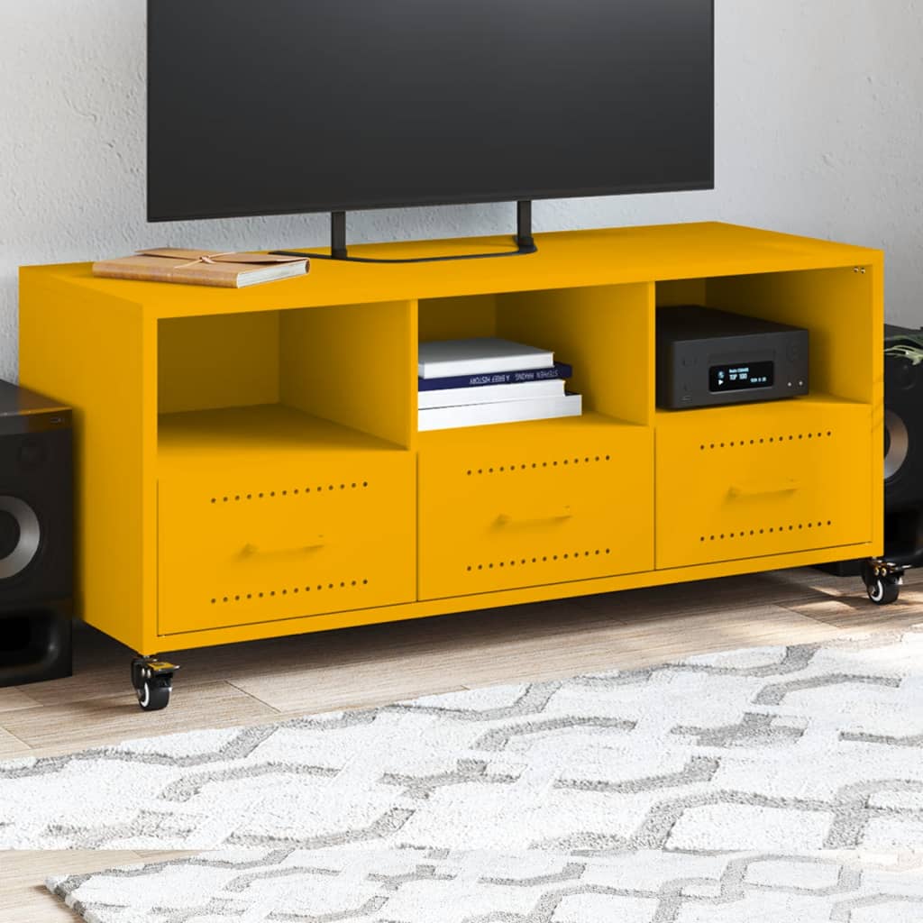 Meuble Tv Jaune Moutarde 100,5x39x43,5 Cm Acier - Vidaxl